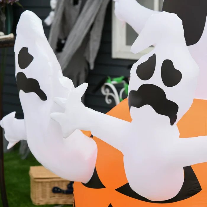 Halloween Inflatable Ghost Holding Pumpkin - Street Signs Decoration, Tricks or Treats, Halloween Festive Party - Gear Elevation