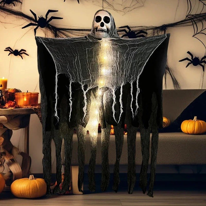 Halloween LED Glow Ghost Hanging Skull Ornaments – Indoor/Outdoor Party Decorations, Haunted House Props - Gear Elevation