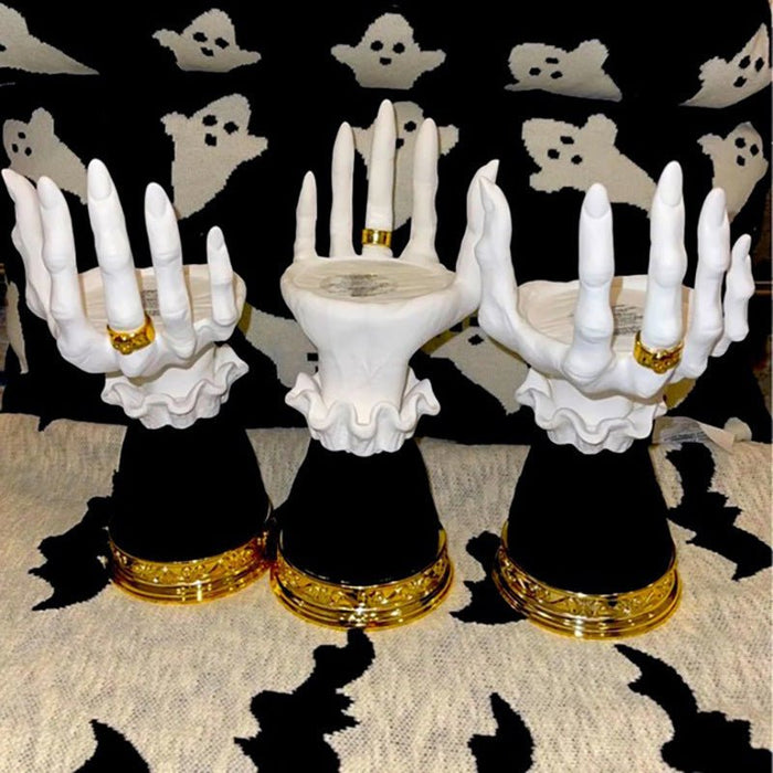 Halloween Palm Tray Candle Holder - Palm Witch Hand Candlestick Halloween Home Party Decorative - Gear Elevation