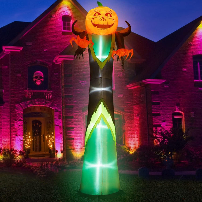 Halloween Pumpkin LED Inflatable Outdoor - 12FT Tall Pumpkin Head Man, Blow Up Halloween Decoration for Yard, Lawn, Garden Décor - Gear Elevation