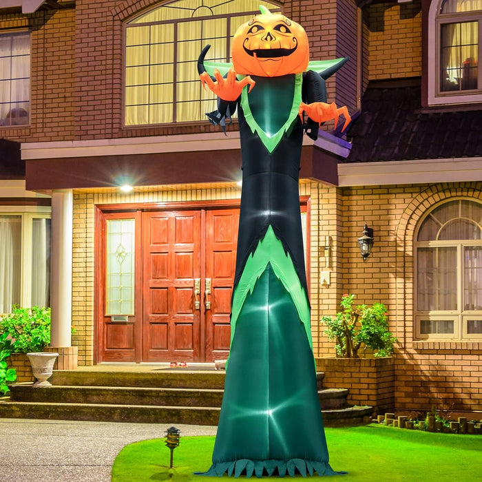 Halloween Pumpkin LED Inflatable Outdoor - 12FT Tall Pumpkin Head Man, Blow Up Halloween Decoration for Yard, Lawn, Garden Décor - Gear Elevation