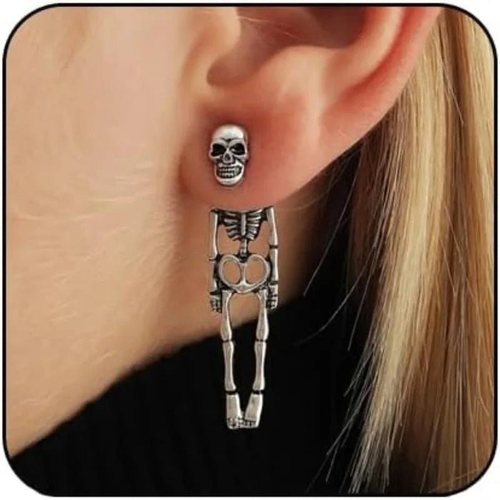 Halloween Skull Simulation Human Skeleton Detachable Stud Earrings - Dangle Earrings for Women - Gear Elevation