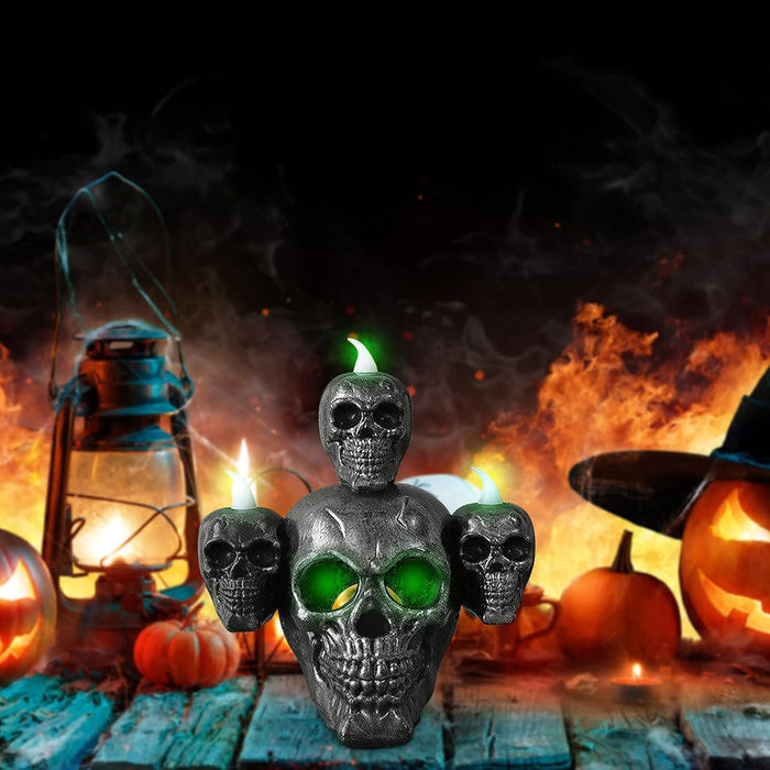 Halloween Skull with Lamp Decoration - LED Electronic Pumpkin Candle Light Festival Party Ornament - Gear Elevation