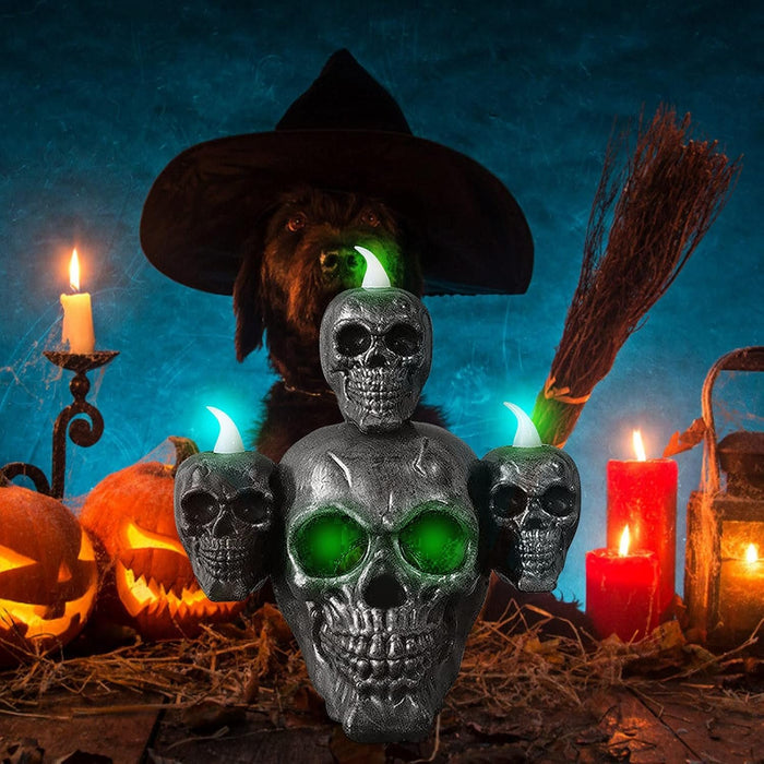 Halloween Skull with Lamp Decoration - LED Electronic Pumpkin Candle Light Festival Party Ornament - Gear Elevation