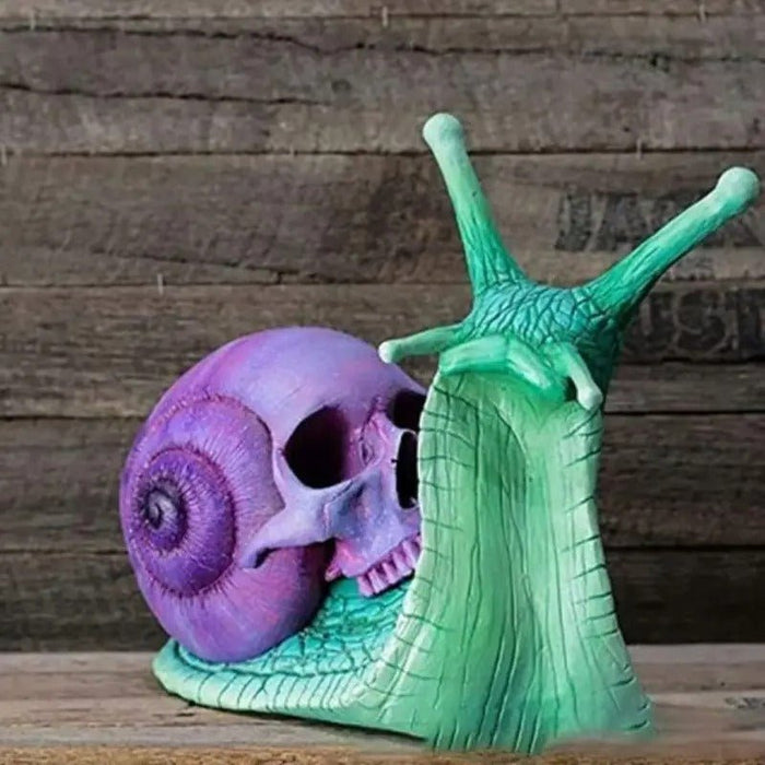 Halloween Snail Skull - Statue Resin Horror Skeleton Sculpture Gothic Outdoor Garden Decoration Figurine - Gear Elevation