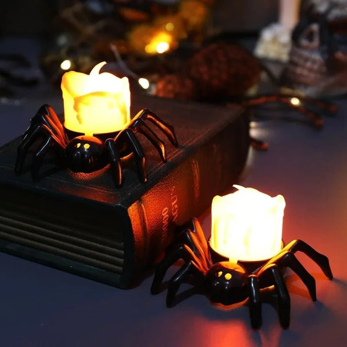 Halloween Spider Candlestick - Battery - Operated Flameless LED Halloween Candles - Gear Elevation