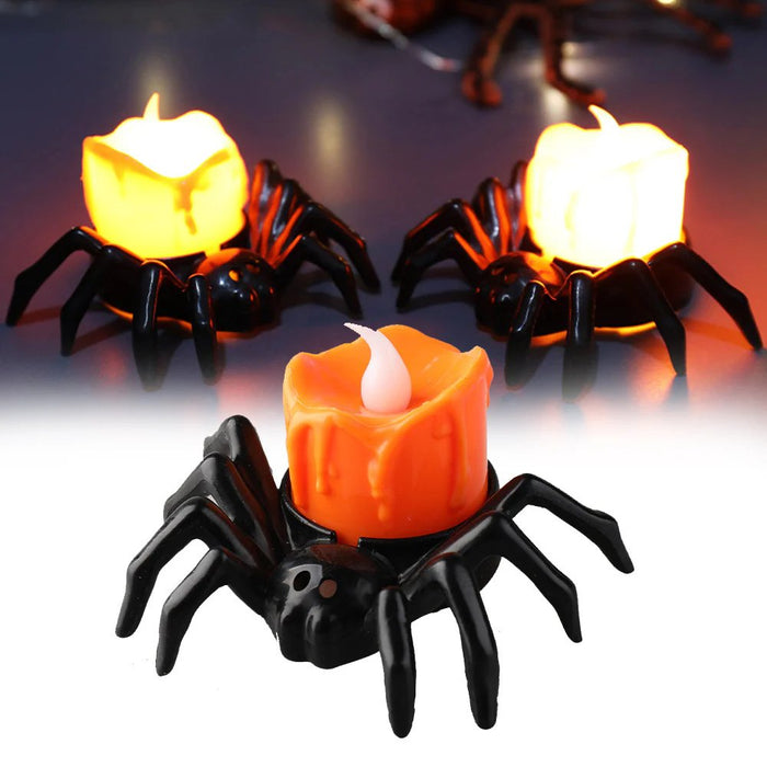 Halloween Spider Candlestick - Battery - Operated Flameless LED Halloween Candles - Gear Elevation