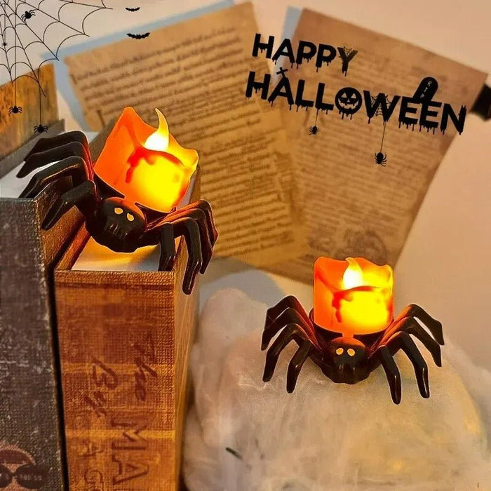 Halloween Spider Candlestick - Battery - Operated Flameless LED Halloween Candles - Gear Elevation