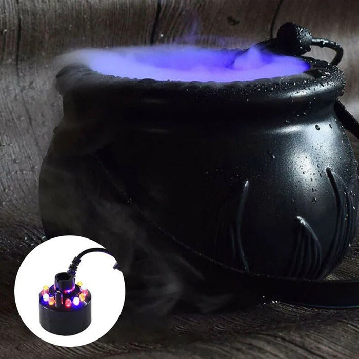 Halloween Witch Jar Atomization Lamp - Black Witch Jar Atomizer Lamp with LED Lights for Holiday Party Fog Smoke Making - Gear Elevation