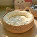 Handwoven Rattan Cat Bed – Cozy Scratch - Resistant Nest with Detachable, Washable Warmth Pad for Winter Comfort - Gear Elevation