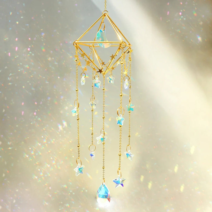 Hanging Sun Catcher Crystal - Hanging Sun Catcher with Chain Rainbow Maker Crystal Prisms for Home Decor - Gear Elevation