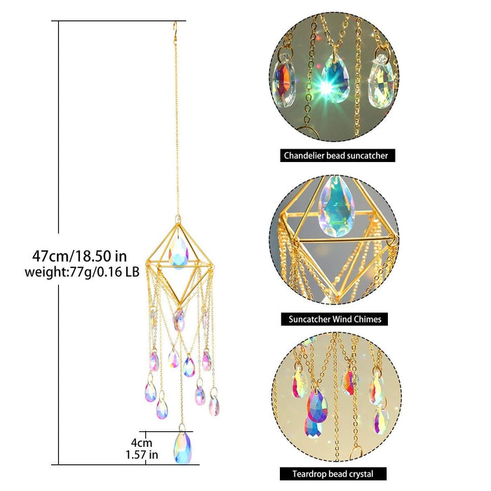 Hanging Sun Catcher Crystal - Hanging Sun Catcher with Chain Rainbow Maker Crystal Prisms for Home Decor - Gear Elevation