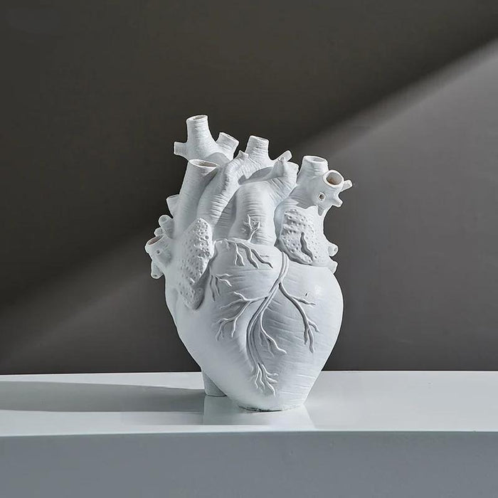 Heart - Shaped Resin Vase – Nordic - Inspired Flower Arrangement Container for Fresh or Dried Blooms, Perfect Home Décor Accent - Gear Elevation