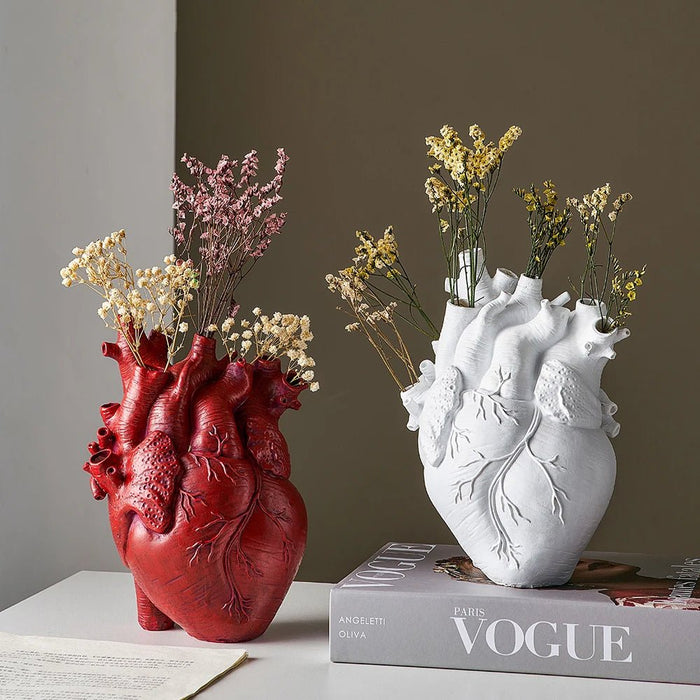 Heart - Shaped Resin Vase – Nordic - Inspired Flower Arrangement Container for Fresh or Dried Blooms, Perfect Home Décor Accent - Gear Elevation