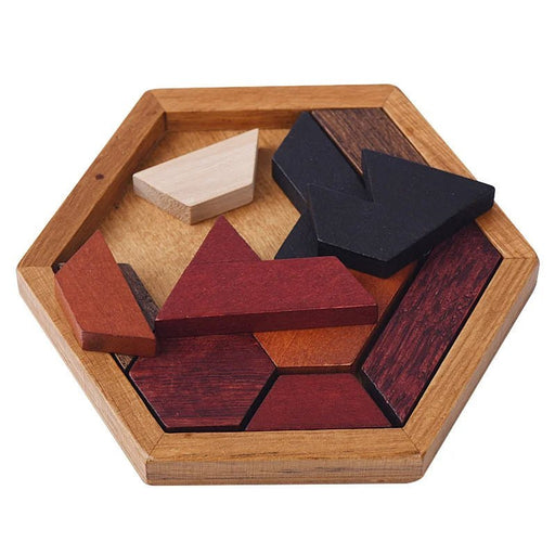 Hexagonal Wooden Puzzles – 3D Puzzles Fun Educational Brain Game for Kids, Perfect Montessori - Inspired Gift for Preschool Learning and IQ Development - Gear Elevation