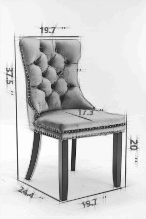 High - End Tufted Solid Wood Contemporary Flax Upholstered Linen Dining Chairs with Wood Legs and Nailhead Trim, 2 - Piece Set ( Gray ) - Gear Elevation