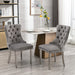 High - end Tufted Solid Wood Velvet Soft Cushion Dining Chair with Chrome - plated Legs and Nail Decoration, Gray and Chrome ( 2pcs Set ) - Gear Elevation