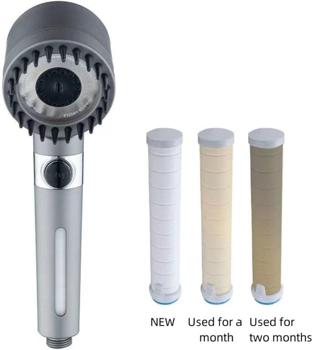 High Pressure Massage Shower Head - Handheld 3 Spray Mode Showerhead with Filters - Gear Elevation