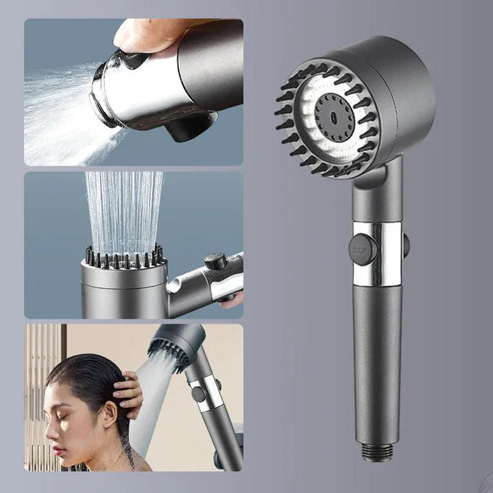 High Pressure Massage Shower Head - Handheld 3 Spray Mode Showerhead with Filters - Gear Elevation