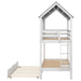 House Bunk Bed with Trundle, Roof, and Windows - Gear Elevation
