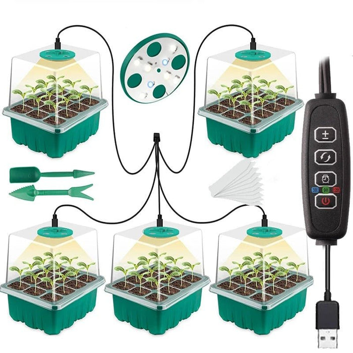 Household New Nursery Pot With Lamp - Plant Seed Starter Tray with Grow Light - Gear Elevation