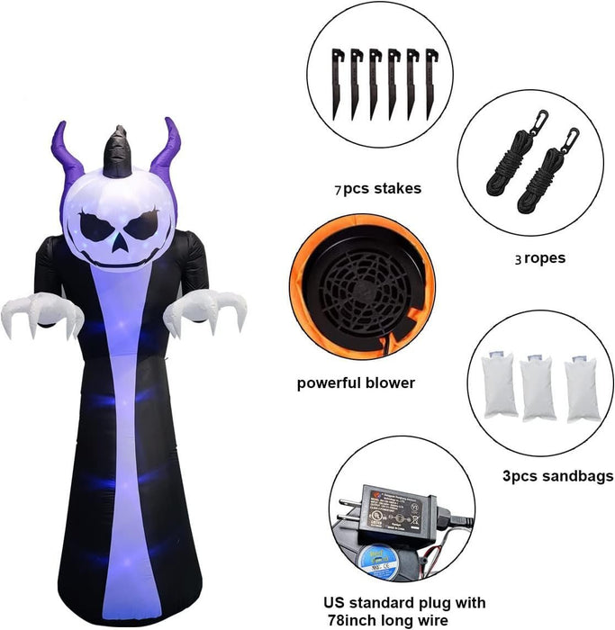 Inflatable Ghost with Horns - Yard Decorations with Flame Projection - Gear Elevation