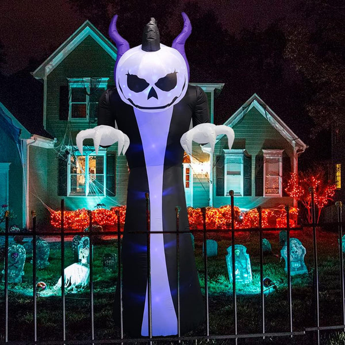 Inflatable Ghost with Horns - Yard Decorations with Flame Projection - Gear Elevation