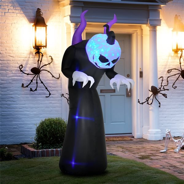 Inflatable Ghost with Horns - Yard Decorations with Flame Projection - Gear Elevation