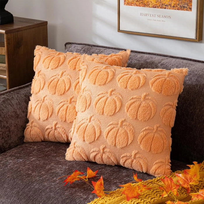 Plush Pumpkin Halloween Sofa Pillow Cover - Fun Holiday Living Room Decoration