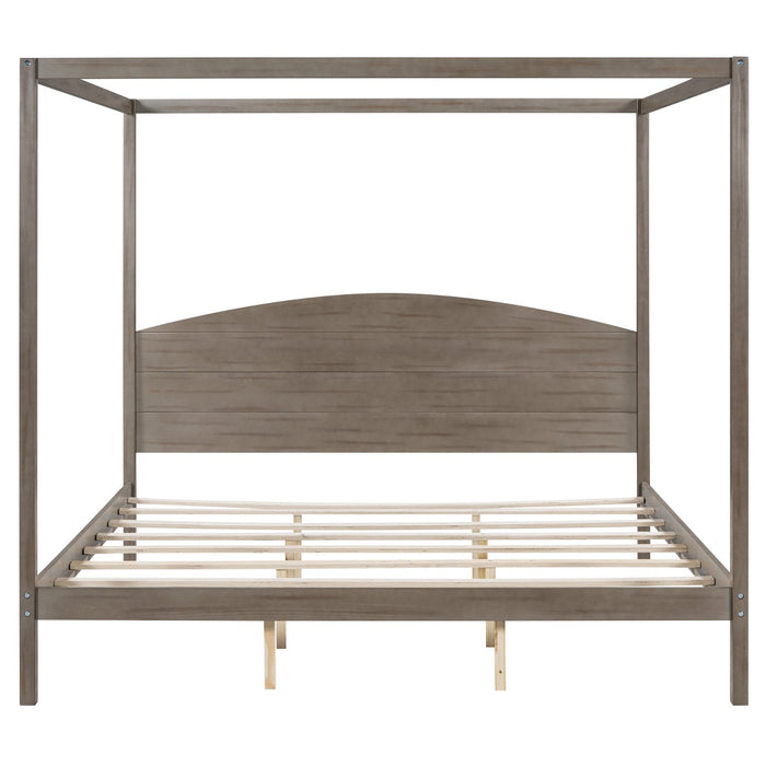 King Size Canopy Platform Bed with Headboard and Support Legs - Gear Elevation