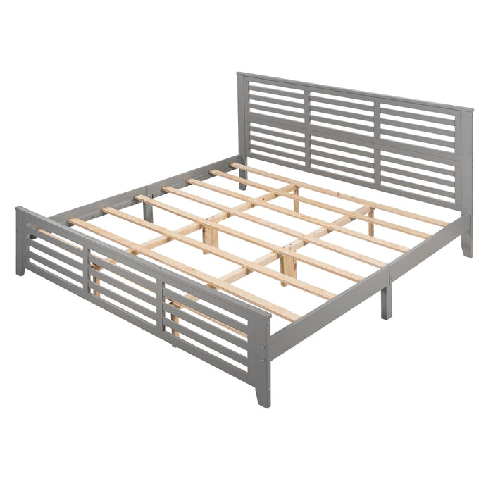 King Size Platform Bed with Horizontal Strip Hollow Shape - Gear Elevation