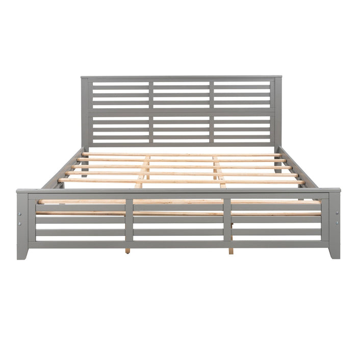 King Size Platform Bed with Horizontal Strip Hollow Shape - Gear Elevation