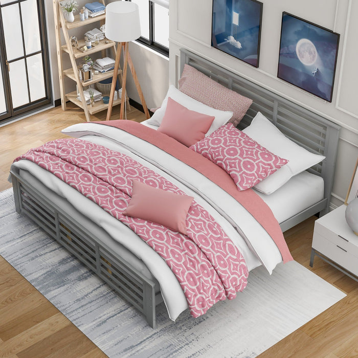 King Size Platform Bed with Horizontal Strip Hollow Shape - Gear Elevation