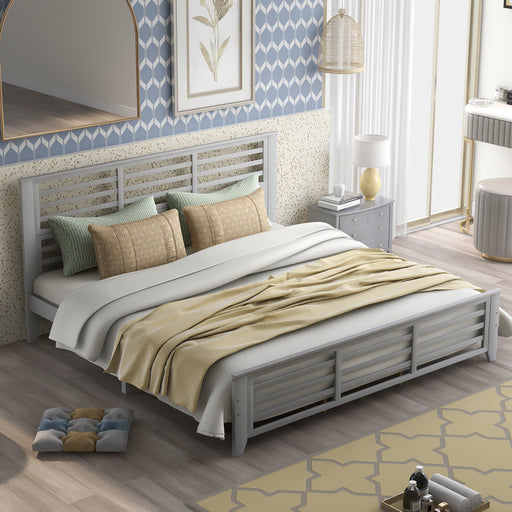 King Size Platform Bed with Horizontal Strip Hollow Shape - Gear Elevation