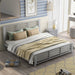 King Size Platform Bed with Horizontal Strip Hollow Shape - Gear Elevation