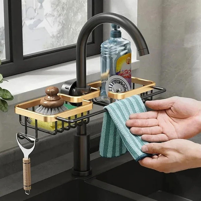 Kitchen Sink Drain Rack - Hanging Faucet Drain Rack for Sink Organizer - Gear Elevation