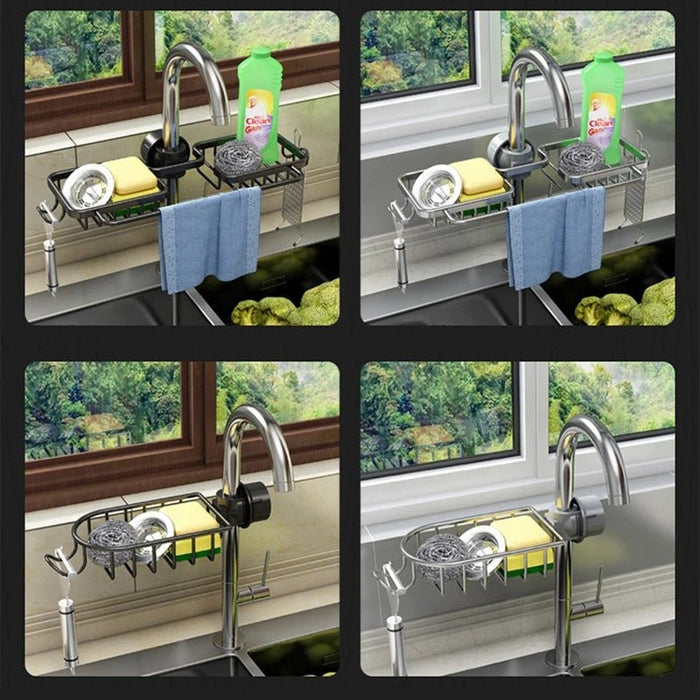 Kitchen Sink Drain Rack - Hanging Faucet Drain Rack for Sink Organizer - Gear Elevation