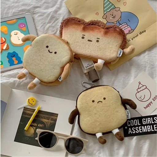 Korean Cartoon Ulzzang Kawaii Toast Bread Wallet – Cute Harajuku PU Coin Purse with Card Holder for Women & Students - Gear Elevation