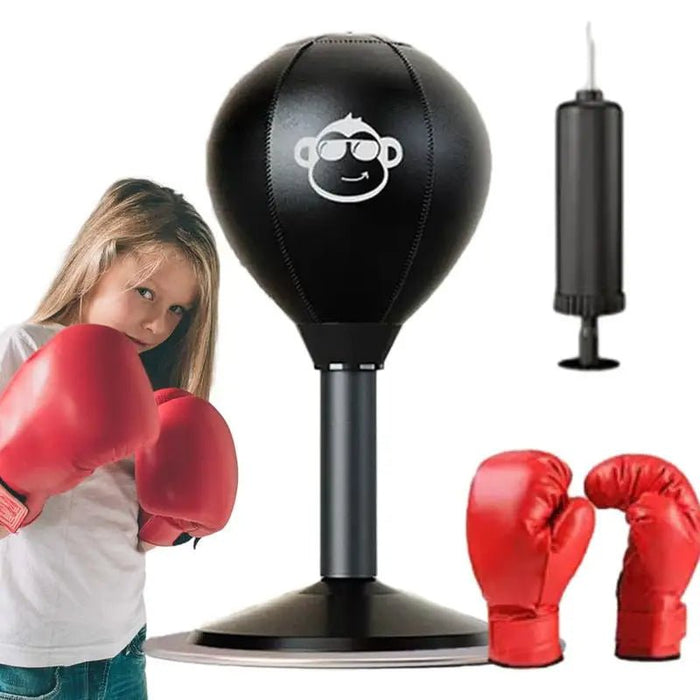 Leather Desktop Boxing Speed Ball – Wall - Mounted Stress Reliever & Fitness Trainer for Adults and Kids, Strong Suction for Ultimate Punching Fun - Gear Elevation