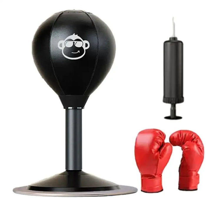 Leather Desktop Boxing Speed Ball – Wall - Mounted Stress Reliever & Fitness Trainer for Adults and Kids, Strong Suction for Ultimate Punching Fun - Gear Elevation