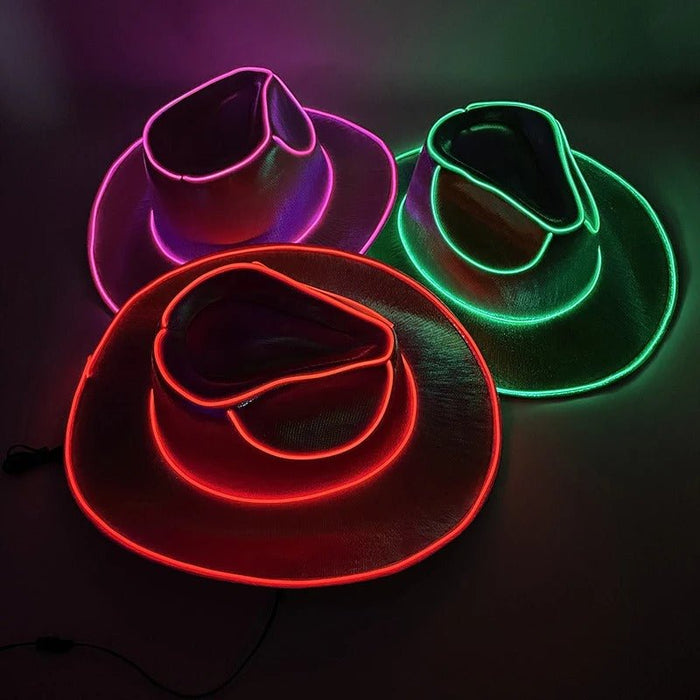 LED Cowboy Hat - Glowing Light Bar Cap Bachelorette Party Supplies - Gear Elevation