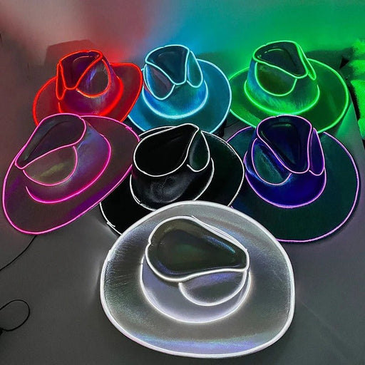 LED Cowboy Hat - Glowing Light Bar Cap Bachelorette Party Supplies - Gear Elevation