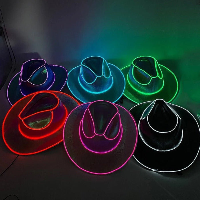 LED Cowboy Hat - Glowing Light Bar Cap Bachelorette Party Supplies - Gear Elevation