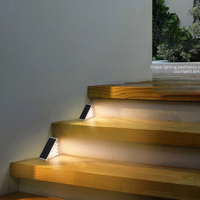 LED Solar Stair Outdoor Light - Triangle Solar Deck Light for Garden, Patio, Yard, Porch and Front Door - Gear Elevation