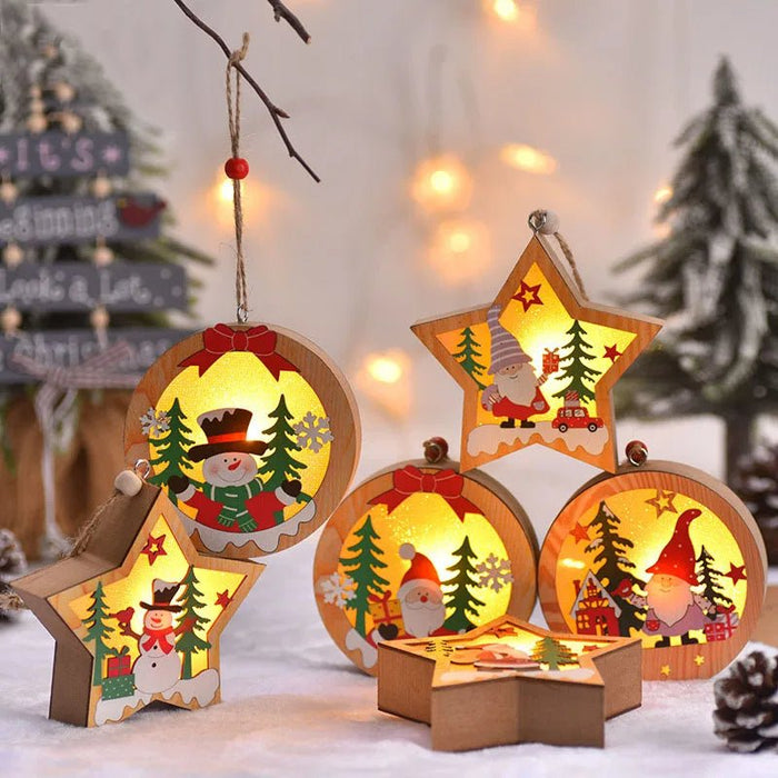 LED Wooden Christmas Ornaments – Festive Christmas Tree Decorations, Perfect for Holiday DIY Gifts & New Year Decor - Gear Elevation