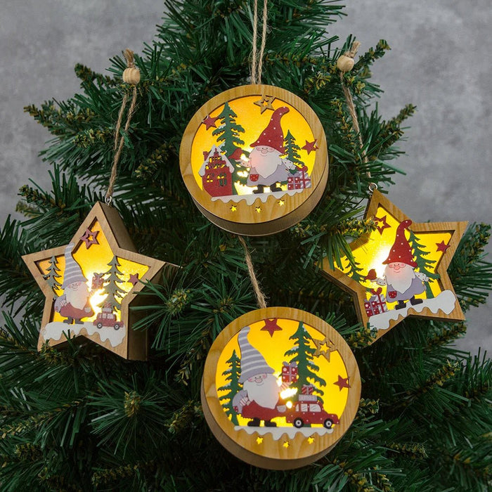 LED Wooden Christmas Ornaments – Festive Christmas Tree Decorations, Perfect for Holiday DIY Gifts & New Year Decor - Gear Elevation