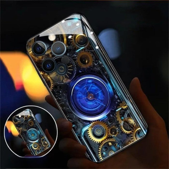 Light Up Phone Case - Mechanical Slide Smart LED Tempered Glass Phone Case for iPhone - Gear Elevation