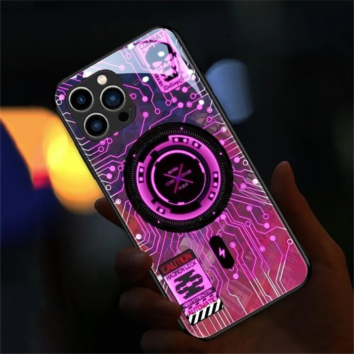 Light Up Phone Case - Mechanical Slide Smart LED Tempered Glass Phone Case for iPhone - Gear Elevation