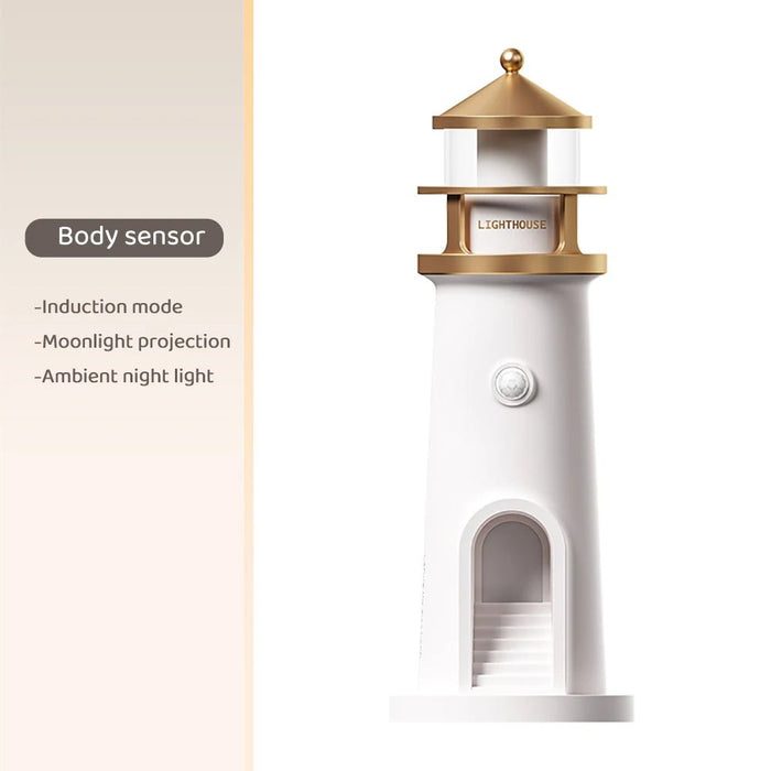 Lighthouse Moon Projection Lamp – Dimmable Bluetooth Ambient Light with Motion Sensor, Perfect for Nighttime Serenity & Christmas Gifting - Gear Elevation