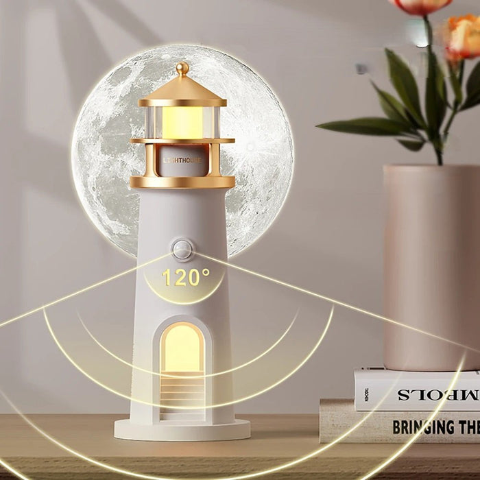 Lighthouse Moon Projection Lamp – Dimmable Bluetooth Ambient Light with Motion Sensor, Perfect for Nighttime Serenity & Christmas Gifting - Gear Elevation